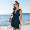 Women's Chic Navy Tassel Tie Romper with Pom Pom Trim - Cupshe - 2 of 4