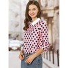 Allegra K Women's Polka Dots Contrast Peter Pan Collar 3/4 Sleeves Blouse - 2 of 4