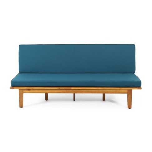 Long beach acacia wood outdoor extendable on sale daybed sofa by christopher knight home