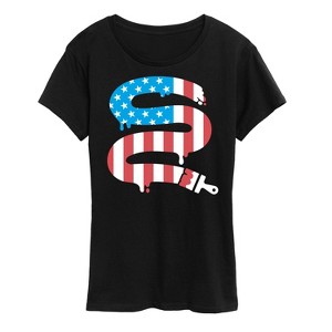 Women's - Instant Message - Paintbrush Painting American Flag Short Sleeve Graphic T-Shirt - 1 of 4