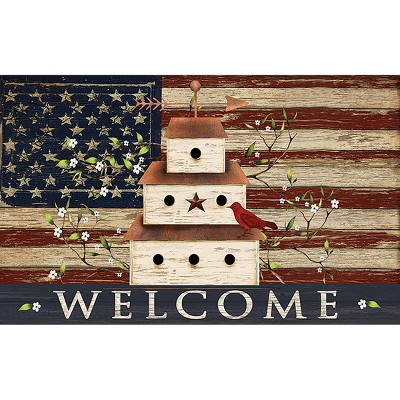 Briarwood Lane Everyday Doormat 30x18 Indoor Outdoor Patriotic Birdhouse Doormat