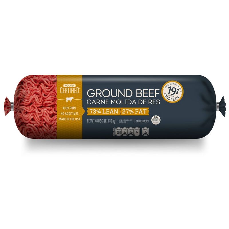 Our Certified 73/27 Ground Beef - 3lb, 1 of 8