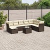 vidaXL 9 Piece Patio Sofa Set with Cushions - Brown and Cream without Storage - 9 Items - 2 of 4