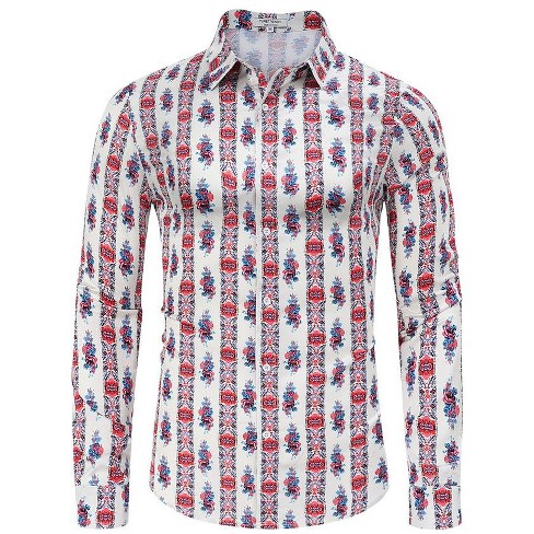 Mens Floral Dress Shirts Long Sleeve Beach Holiday Button Down Party Shirt Target