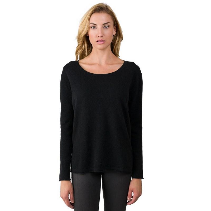 J CASHMERE Women's 100% Cashmere Dolman Sleeve Pullover High Low Sweater, 1 of 5