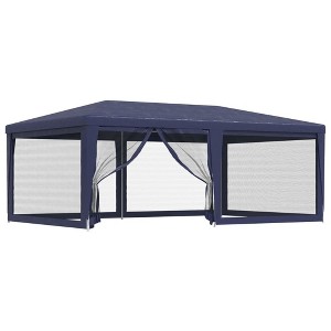 vidaXL Party Tent with 6 Mesh Sidewalls Blue 19.7'x13.1' HDPE - 1 of 4
