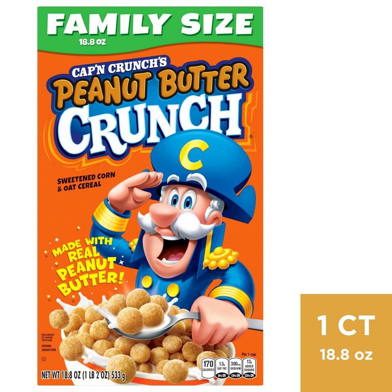 Cap&#39;n Crunch Peanut Butter Crunch Family Size Cereal - 18.8oz, 1 of 7
