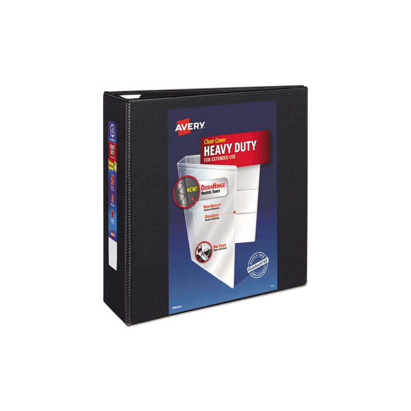 Avery Heavy-Duty View Binder with DuraHinge and Locking One Touch EZD Rings, 3 Rings, 4" Capacity, 11 x 8.5, Black, 1 of 8