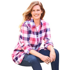 Woman Within Classic Flannel Shirt - 1 of 4