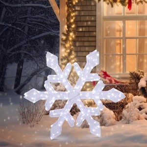 VINGLI 2.6FT Lighted Christmas Outdoor Snowflake Decorations, Christmas Yard Decorations with 200 Prelit LED, Plug-in - 1 of 4