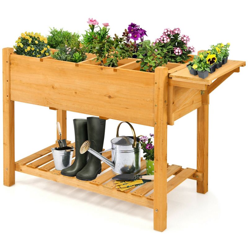 Costway Raised Garden Bed Elevated Planter Box Kit w/8 Grids & Folding Tabletop, 1 of 11