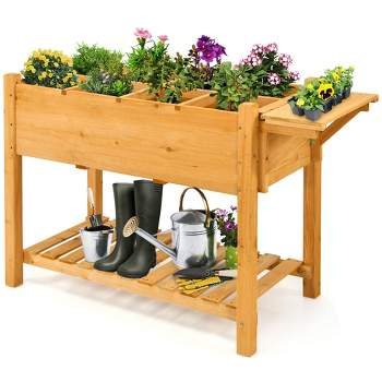 Costway Raised Garden Bed Elevated Planter Box Kit w/8 Grids & Folding Tabletop