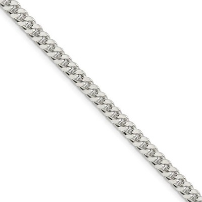 Black Bow Jewelry 5mm Sterling Silver Solid D/C Domed Curb Chain Necklace