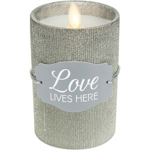 Pavilion Gift Company - Love - 4.75" Pewter Glitter Realistic Flame Candle  - Flame Candles - 1 of 4