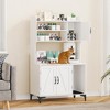 Cat Litter Box Enclosure - Large Hidden Wooden Litter Cabinet with Storage Shelves - 3 of 4