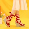 Allegra K Women's Espadrilles Platform Heels Lace Up Wedge Sandals - 2 of 4