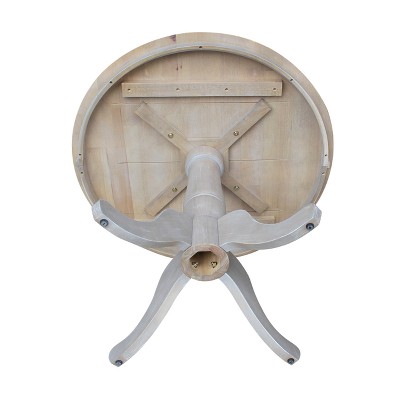 36" Round Gray Taupe Wood Pedestal Dining Table