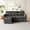 VYNXARIA 85 Inches Corduroy Sofa Bed,3 Seater Sleeper Sofa with Storage Chaise,Pull Out Couch£¬DARK GRAY - 2 of 4