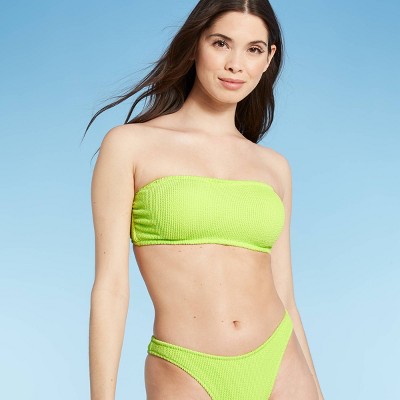 Women's Pucker Textured Bandeau Bikini Top - Shade & Shore™ Key Lime 32B