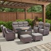 Belord High Back Outdoor Furniture with 6-Inch Thick Cushion, Patio Furniture Set with Fire Pit Table & Swivel Chair, 8PCS Wicker Conversation Set - 3 of 4