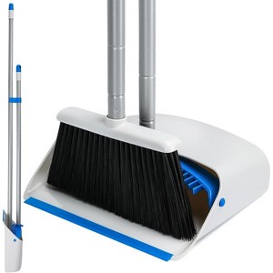 Standing Dustpan and Broom Set with 52" Long Extendable Handle, for Indoor, Kitchen, Office, and Lobby Floor Cleaning - 1 of 4