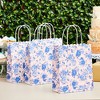 Sparkle and Bash 24 Pack Floral Gift Bags with Handles, Medium Size, Paper Goodie Bag with Blue Rose Flowers for All Occasions, 10x8x4 In - image 2 of 4