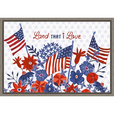Amanti Art America the Beautiful I Love by Farida Zaman Canvas Wall Art Print Framed 23 x 16-in.