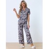 cheibear Women's Silky Short Sleeves Sleepshirt with Pants Sleepwear Pajama Set 2 Pcs - 2 of 4