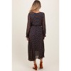 Pinkblush Navy Blue Floral Front Tie Pleated Maternity Midi Dress - 3 of 4