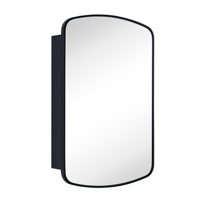 Matte Black Arched Metal Framed Bathroom Medicine Cabinet with Mirror