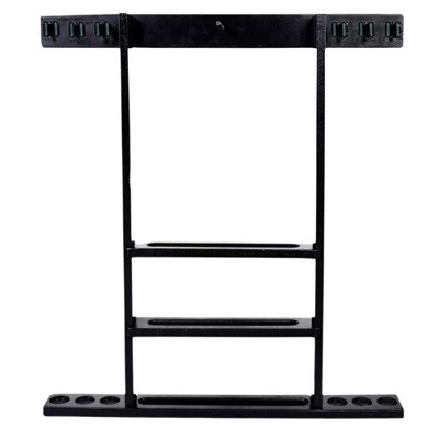 ISZY Billiards Wooden Wall Mounted Pool Cue Accessories Billiard Ball and Stick Holder Rack, Holds 6 Pool Cues and Full Set of Balls