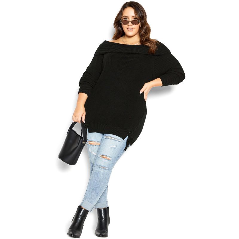 Women's Plus Size Intertwine Sweater - black | CITY-CHIC, 2 of 7