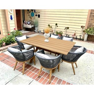 PURPLE LEAF Outdoor Dining Set Patio Aluminium Table and Rope Weave Chairs Included Cushions for Backyard Decor Kitchen - 1 of 4