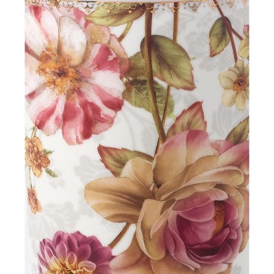 Floral Pink Ceramic Tall Coffee Mugs Set