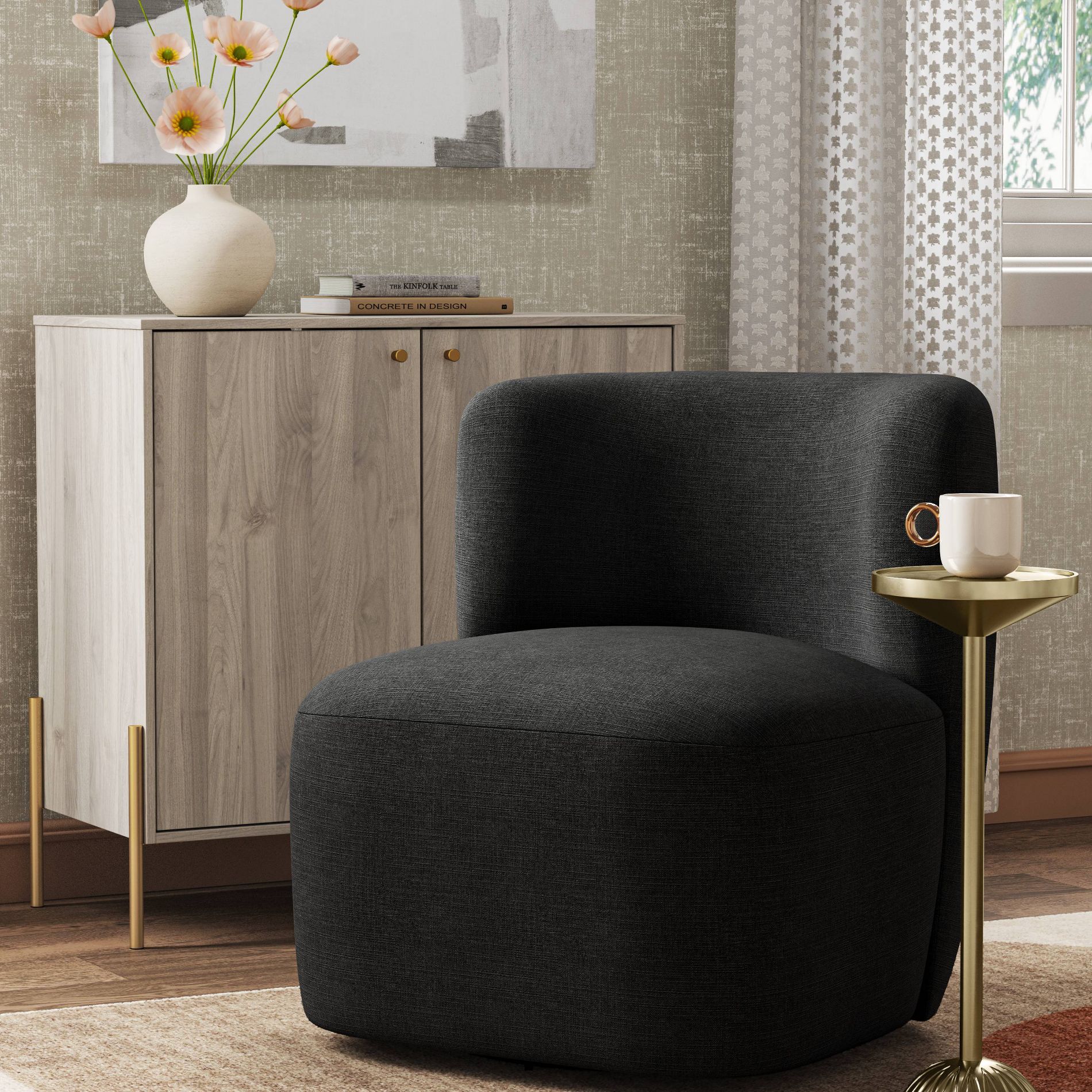 Neko Swivel Chair in Linen Black - Threshold™