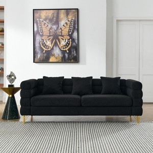 TiramisuBest 81" 3-Seater Oversized Sectional Sofa, Deep Plush Seating with 3 Pillows for Living Room, Bedroom & Office - Black - 1 of 4