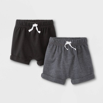 Image of Baby Boys' 2pk Knit Pull-On Shorts - Cat & Jack™ Black/Gray 0-3M