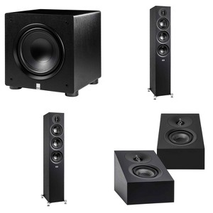 Elac DF53-BK - Debut 3.0 5.25" Floor Speaker - Black (Pair), ELAC DA43-BK Debut 3.0 - DA43-BK Atmos / On Wall speaker, and Elac PS250-BK - Varro Pr... - 1 of 4