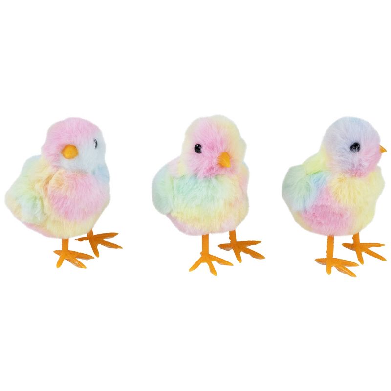 Northlight Plush Tie Dye Easter Chick Figurines - 4.25" - Set of 3, 4 of 7