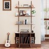 MOEPISY Tall Vinyl Record Player Stand, 4 Tier Arched Bookshelf with Sliding Doors - 2 of 4