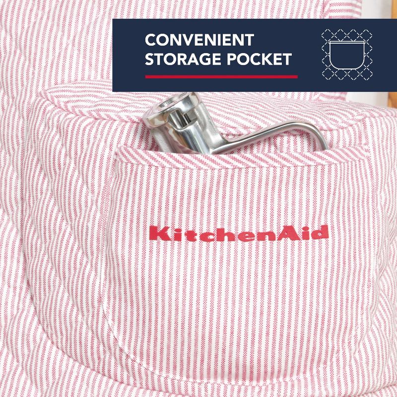 KitchenAid Fitted Tilt-Head Ticking Stripe Stand Mixer Cover with Storage Pocket, 4 of 11