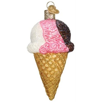 Old World Christmas Blown Glass Ornament for Christmas Tree, Neapolitan Ice Cream Cone