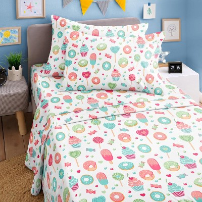 Kids 4 Piece Bed Sheet Set - Cute & Cozy Wrinkle-Resistant with Vibrant Designs - CGK Linens.