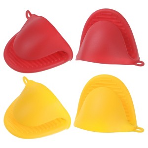 Unique Bargains Heat Resistant Kitchen Utensil Sets Silicone Oven Mitts 4 Pcs - 1 of 4