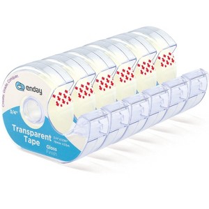 Enday Tape Dispenser with Clear Glossy Transparent Tape – Adhesive Mounting Tape Roll for School, Office, Gift Wrapping & General Use - 1 of 4