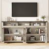Mid Century Modern Entertainment Center – Fits 80 Inch TV, Features LED Lights & Glass-Door Wooden Media Console Storage - 3 of 4