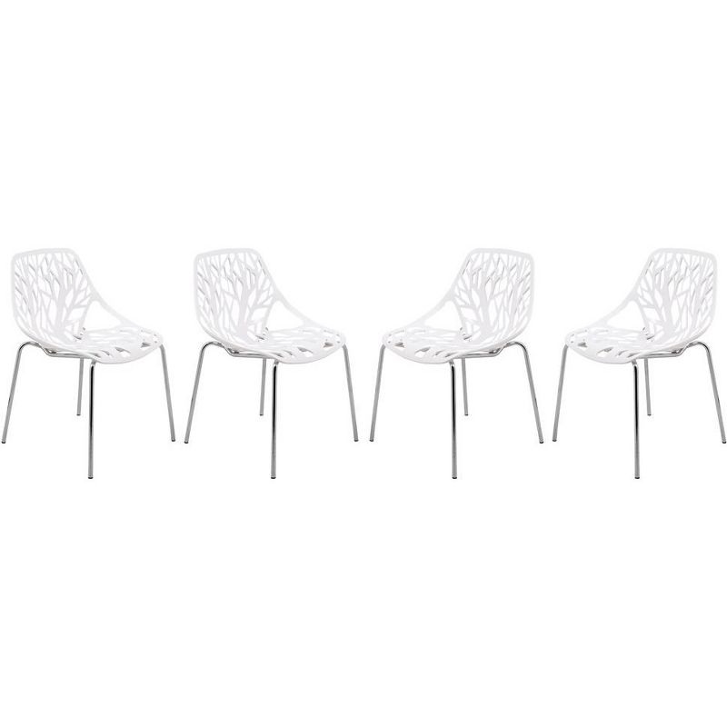 LeisureMod Asbury Open Back Plastic Stackable Dining Side Chair, Set of 4, 1 of 11