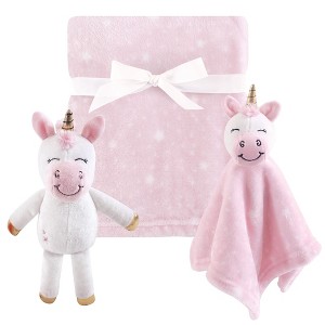 Hudson Baby Infant Girl Plush Blanket, Security Blanket and Toy Set, Pink Unicorn Security Blanket, One Size - 1 of 1