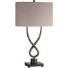 Uttermost Modern Industrial Table Lamp 31" Tall Distressed Aged Silver Leaf Beige Linen Fabric Shade for Living Room Bedroom House - 2 of 3