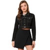 Allegra K Women's Classic Long Sleeve Button Down Trucker Jean Denim Jacket - 3 of 4